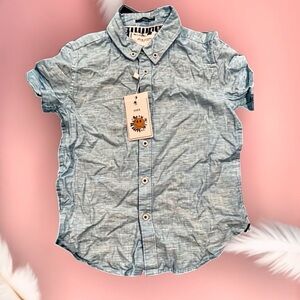 Denim & Flower Blue Short Sleeve Button Down Shirt